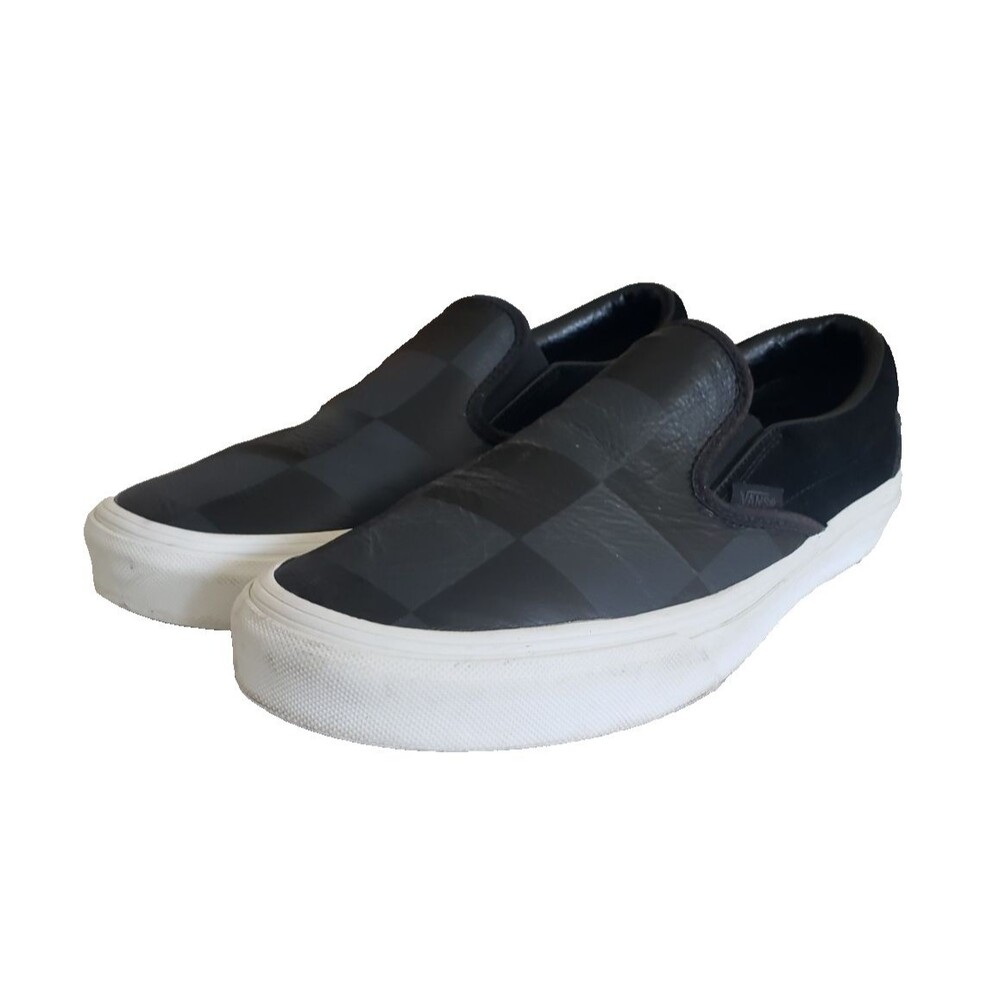 Vans black checkerboard slip on Leather/ Suede Men’s 7.5 Women’s 9
